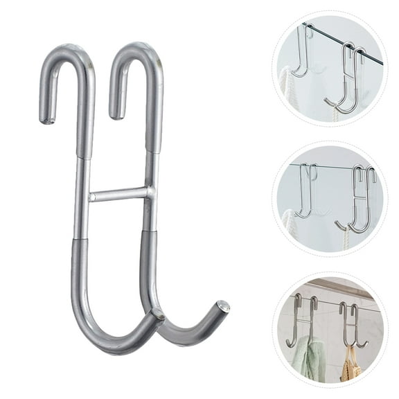 ifundom 1Pc Double Door Hook Stainless Steel S Shaped Hanger for Kitchen Bathroom Use