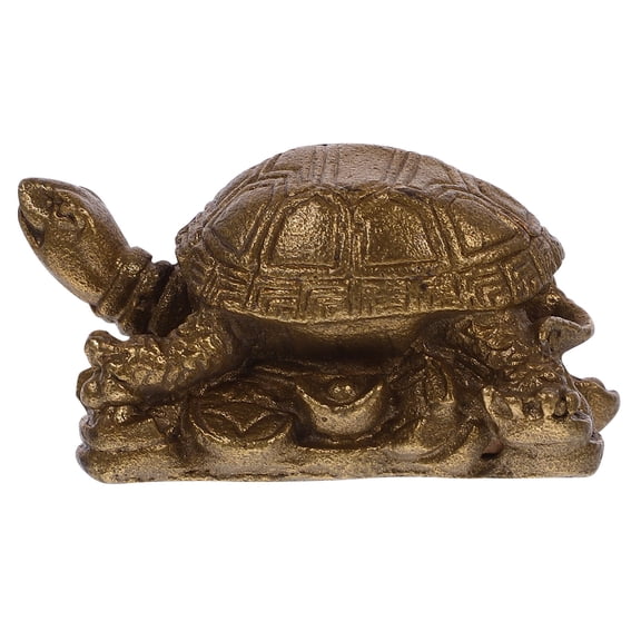 ifundom 1Pc Golden Copper Dragon Turtle Ingot Luck Figurine Desktop Ornament with Fine Workmanship
