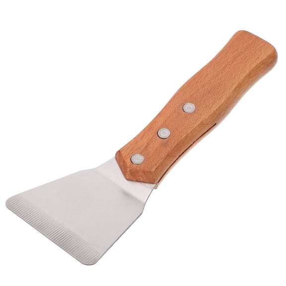 ifundom 1Pc Food Grade Stainless Steel Griddle Scraper with Wood Handle for Removing Burnt Food and Film