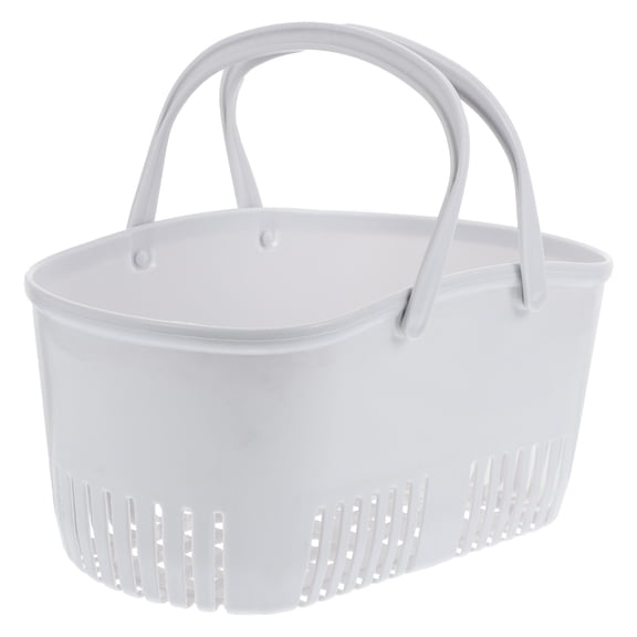 ifundom Grey Plastic Bathroom Organizer Container with Double Handles, Hollow Design Sundry Holder for Essential Storage