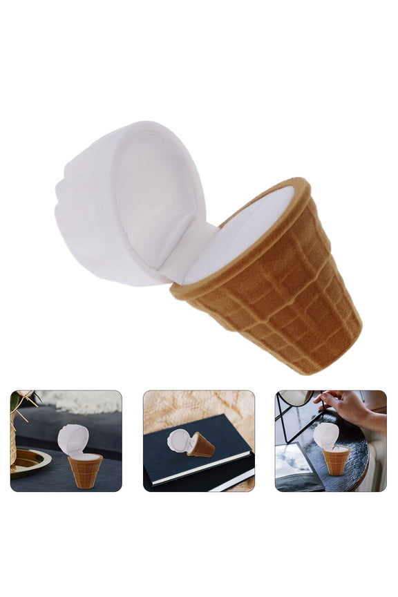 1Pc Durable Brown Ice Cream Ring Box Unique Creative Storage Case for Anniversary Wedding