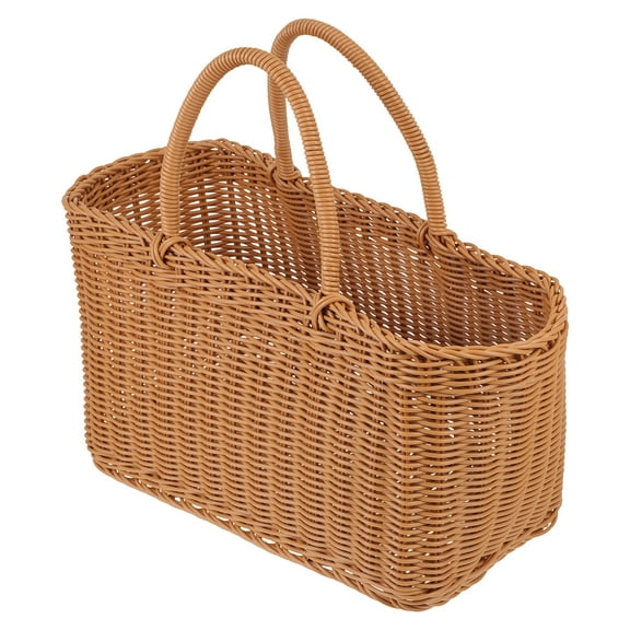 ifundom Lightweight Brown Plastic Handheld Basket for Outdoor Fruit Picking and Gardening, and Portable