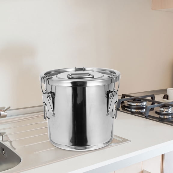 ifundom 1Pc Plated Silver Stainless Steel Household Bucket for Rice Flour Grains Storage