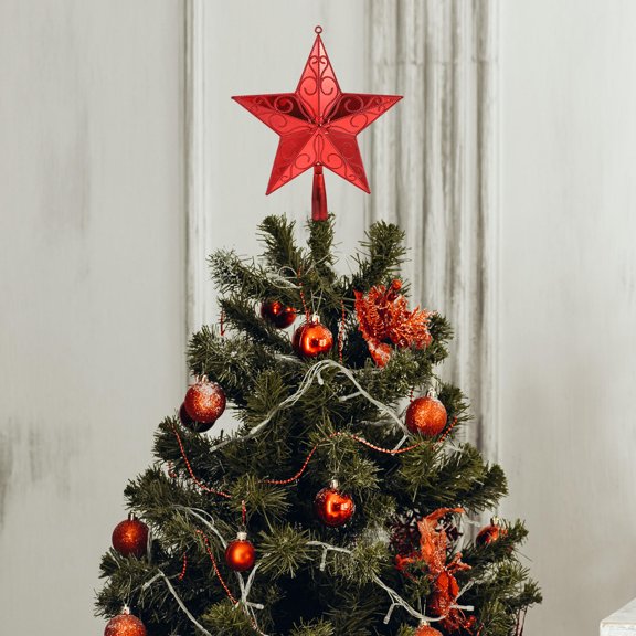 ifundom 1Pc Pointed Star Christmas Tree Topper Plastic Holiday Decor