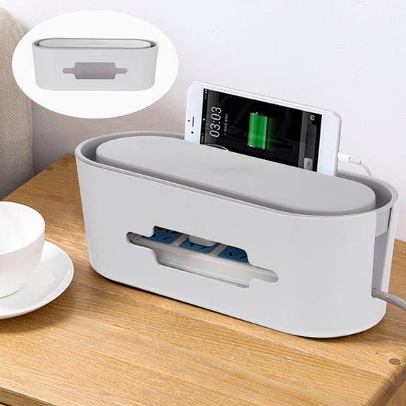 ifundom White Cable Management Box 1Pc Practical Storage Case for Neat Cable and Adapter Organization