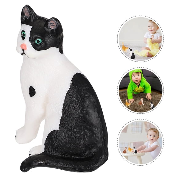 ifundom Realistic Black Cat Figurine 1Pc Plastic Animal Model Decorative Display Collectible