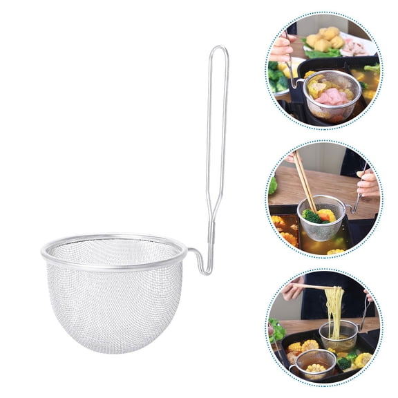 ifundom Stainless Steel Mesh Strainer with Curved Handle, Kitchen Frying and Noodle Drainer, Cooking Tool