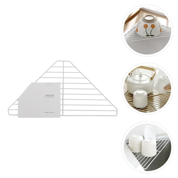 ifundom 1Pc White Iron Storage Rack Kitchen Pot Holder with Draining Feature for Neat Counter
