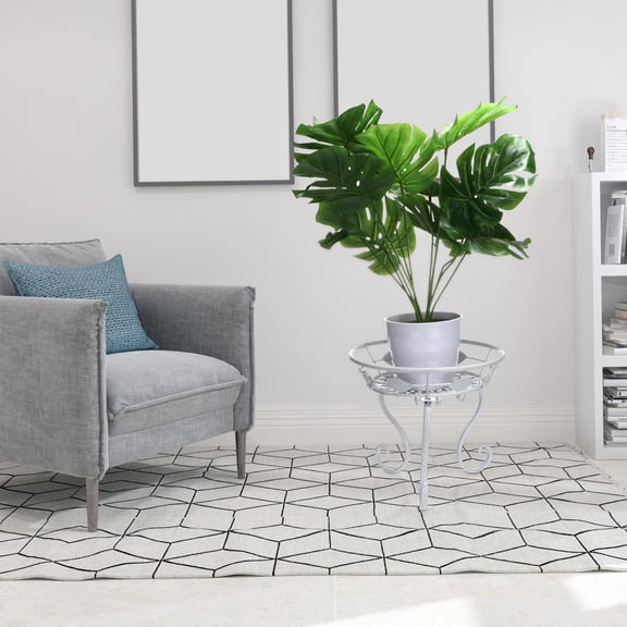 ifundom White Iron Flowerpot Stand Indoor Bonsai Rack with Welding, Stable Plant Holder for Home and Garden Decor