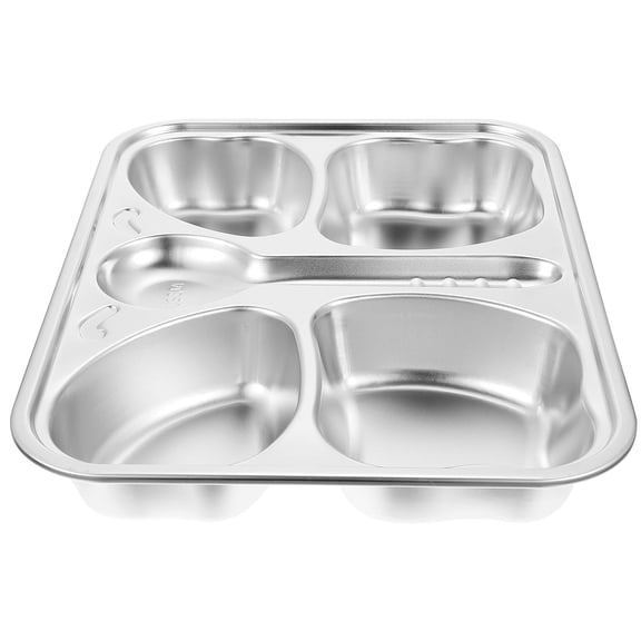 ifundom Stainless Steel Divided Plate with Multiple Compartments for Home Use, 1 Pc Serving Dish