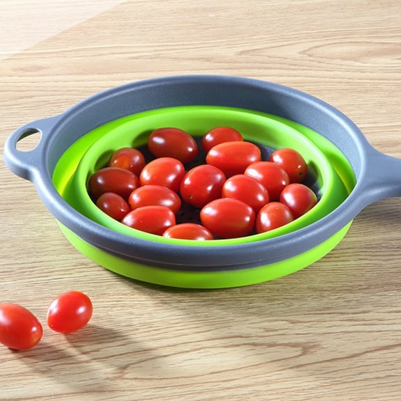 ifundom Foldable Colander Basket for Rinsing Fruits and Vegetables, Green, and Space-Saving Kitchen Strainer