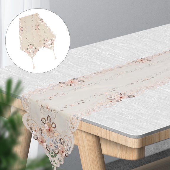 ifundom Lace Tablecloth 1 Piece Polyester Fiber Decorative Table Cover Scratch Resistant for Dining Room