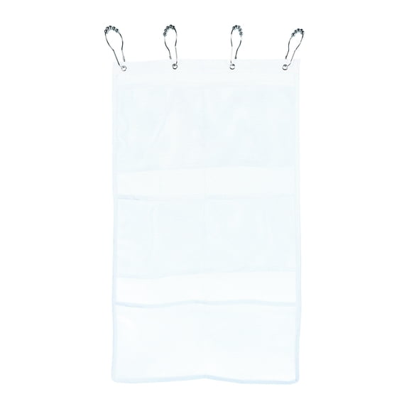 ifundom 1Pc Lightweight Mesh Bathroom Storage Bag with Rust Resistant Metal Hooks White