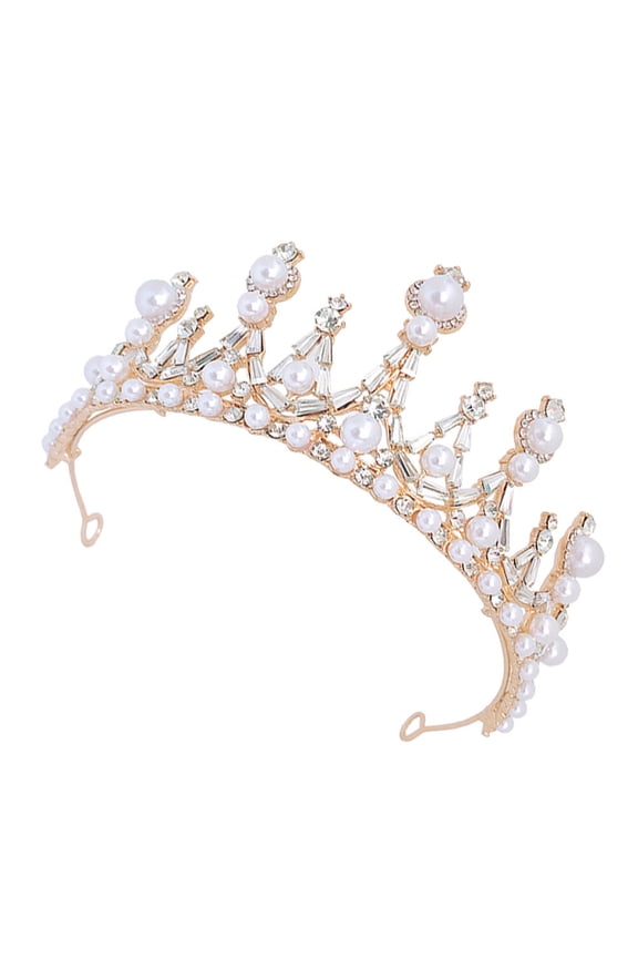 1Pc Elegant Baroque Wedding Headdress Golden Bridal Crown for Wedding Dress