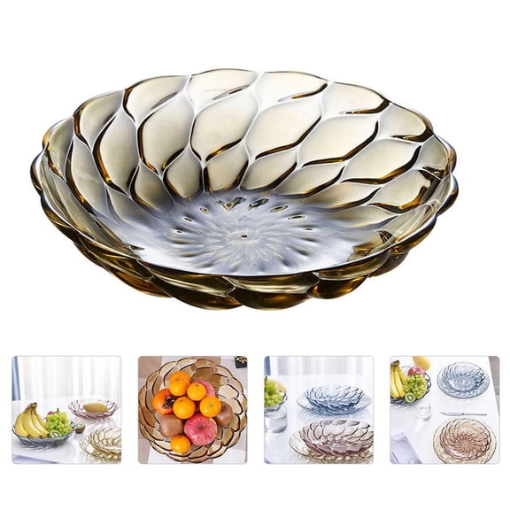 ifundom 1Pc Creative Yellow Fruit Bowl Tray with Petal Lines for Living Room Use