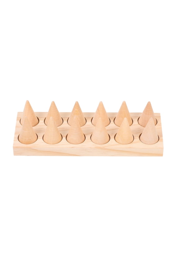 Wooden Cone Display Stand Khaki Organizer for Home Decor and Storage, and Stylish Display Solution