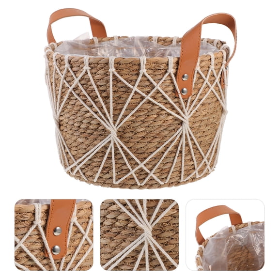 ifundom White Straw Woven Plant Basket Set for Indoor Plants, Storage, Decorative Planter, Home and Garden Use