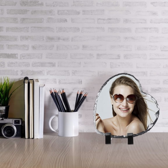 ifundom -59 White Natural Stone Heat Transfer Photo Plaque Picture Frame 13.5x13.5cm 1 Set