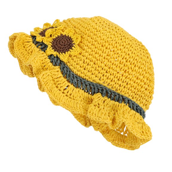 ifundom 1pc Girls Sun Hat Yellow Cotton UV Protection for Outdoor Travel Events