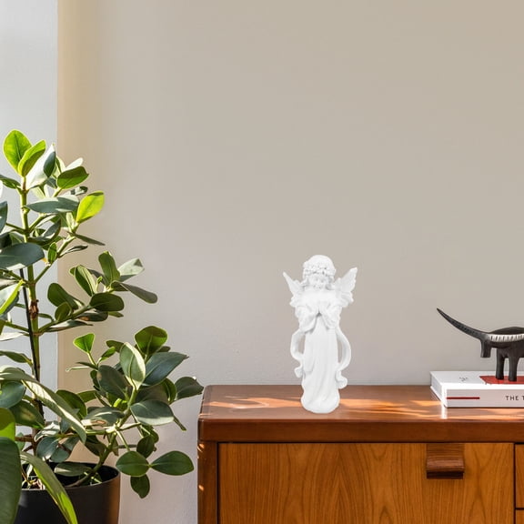 ifundom Outdoor Resin Angel Statue White Figurine Decorative Indoor Garden Ornament 1pc