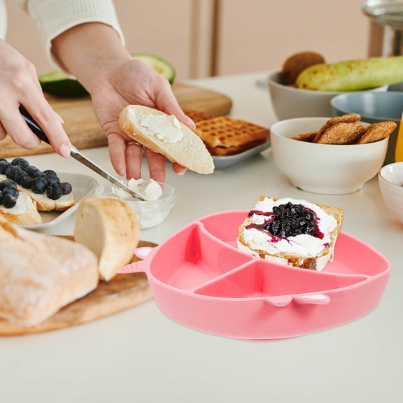 ifundom Silicone Baby Feeding Plate with Cup and Divided Sections, Toddler Food Dish