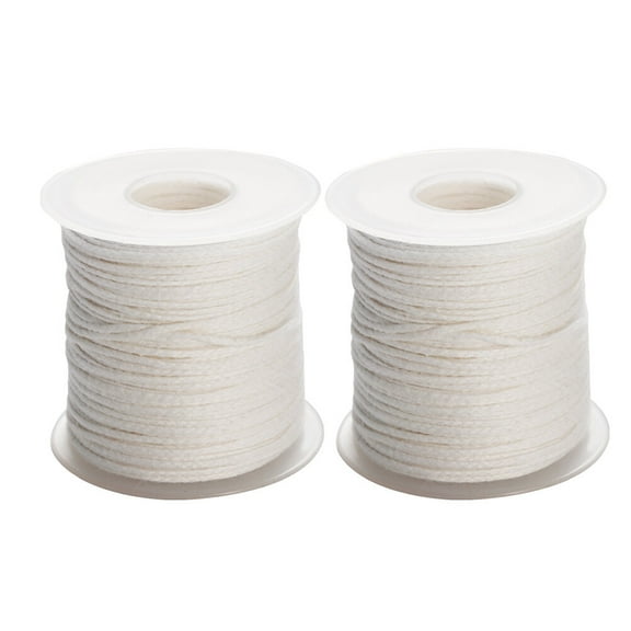 ifundom 2 Rolls Wick Candle Braided Wick Spool for Candle Making Candle DIY - 61 Meter Total (White)