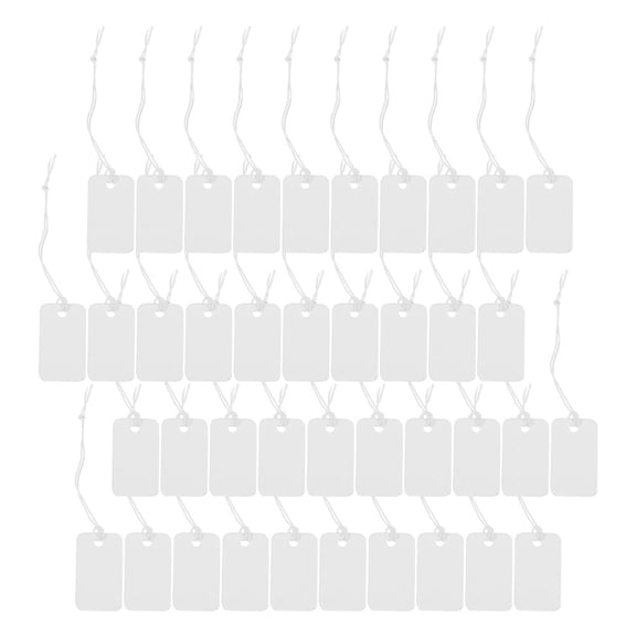 ifundom 200Pcs White Paper Price Tags with Hanging String for Jewelry, Clothing, Decorations, and Retail Use
