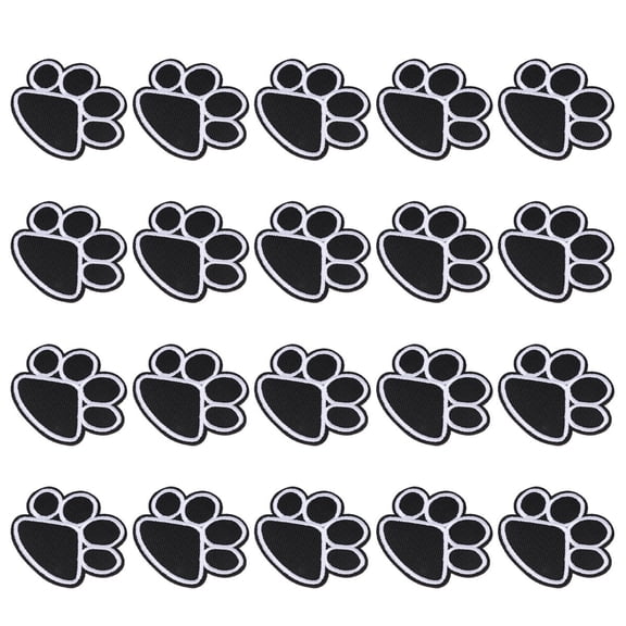 ifundom 20-Pack Black Embroidered Cloth Dog Paw Patches for Repair, Decoration, and Clothing Accessories