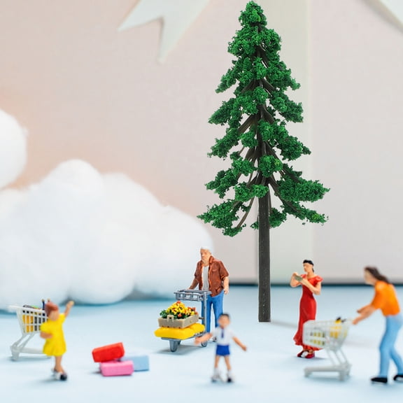 ifundom 20-Pack Mini Green Plastic Trees for Crafting, Model Building, Train Sets, Dioramas, and Hobby Projects