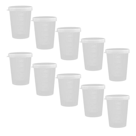 ifundom 20-Piece White Plastic Measuring Cups Set with Lids, Easy-Read Scale, Practical Liquid and Dry Ingredient Storage Cups