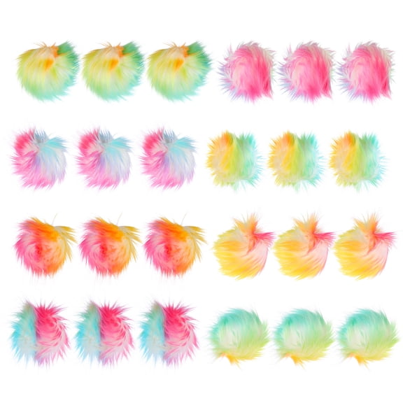 ifundom 24Pcs Multi Color Faux Fur Fluffy Ball Pompoms for DIY Craft Decorations and Clothing Accessories