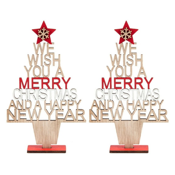 ifundom 2Pcs Exquisitely Crafted Wooden 3D Xmas Tree Model for Festive Decoration