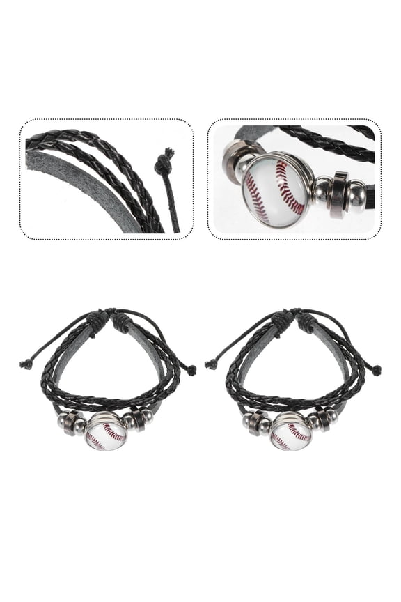 Stylish Black Baseball Wristbands with Glass Beads for Sports, Decor, and Everyday Wear