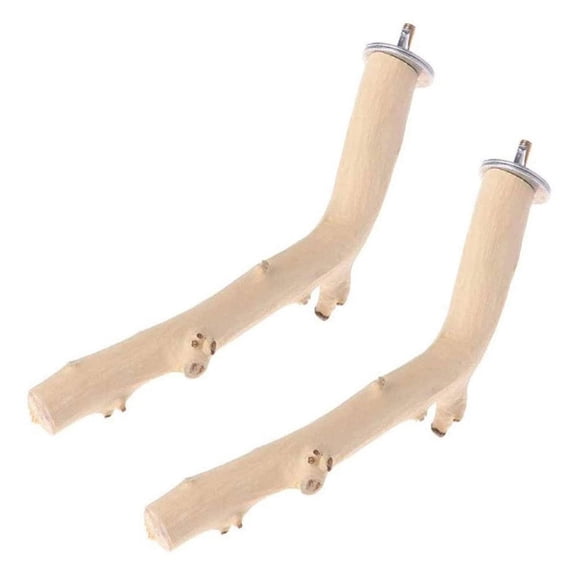 ifundom 2-Pack Natural Wood Bird Cage Standing Poles Khaki Parrot Activity Sticks Bite Resistant
