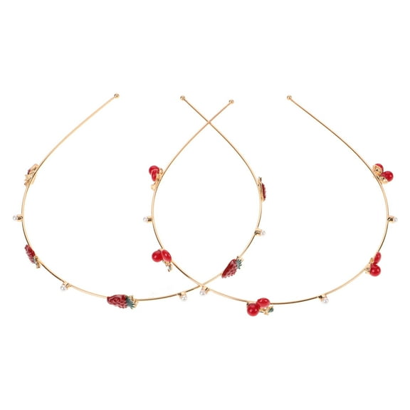 ifundom Golden Alloy Strawberry Headbands for Women 2 Pieces Wedding Hair Accessories Stylish and Comfortable