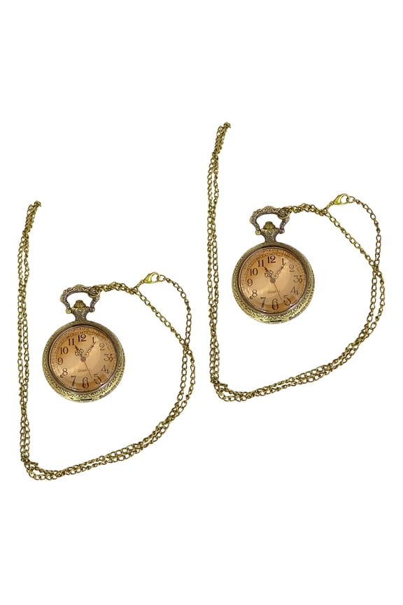2-Pack Chain Pocket Watch for Everyday Use and Decorative Style Accessory
