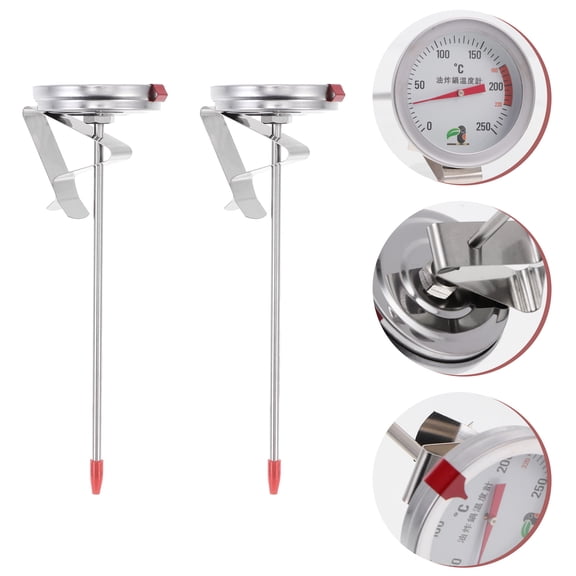 ifundom 2Pcs White Stainless Steel Kitchen Oil Thermometer with Fast Accurate Readings