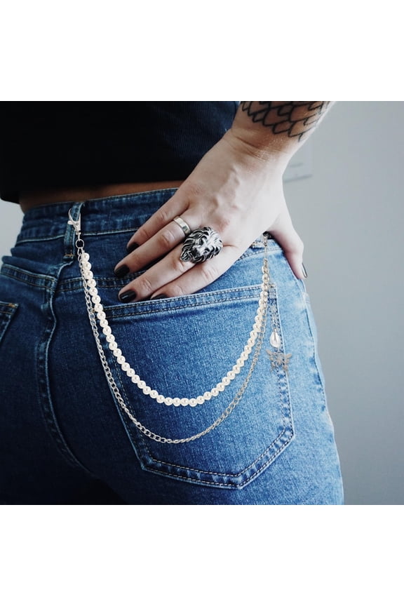 2-Pack Trendy Trouser Chains Waist Accessories Stylish Decorative Chains for Casual and Dance Outfits