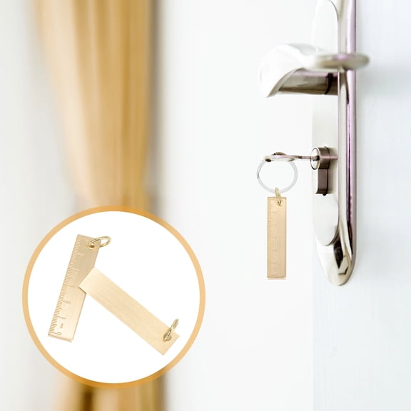 ifundom 2-Pack Brass Ruler Keychain Set, Golden Measuring Tool for Outdoor and Everyday Practical Use