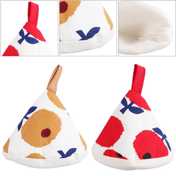 ifundom 2-Pack Cotton Triangle Pot Lid Covers for Kitchen Use, Insulated Accessories for Cooking Safety