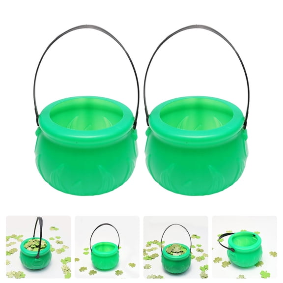 ifundom 2-Pack Lightweight St. Patrick's Day Buckets for Party Decorations, Holders, and Festive Storage