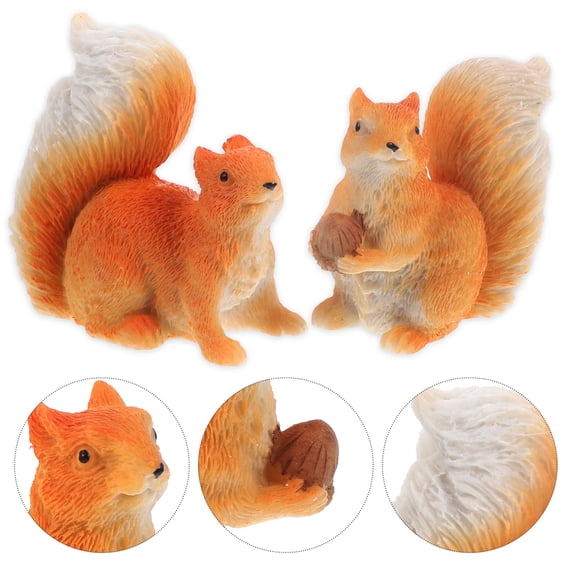 ifundom Set of 2 Miniature Squirrel Resin Statues, Assorted Colors, Indoor Decorative Figurines for Home and Office Decor