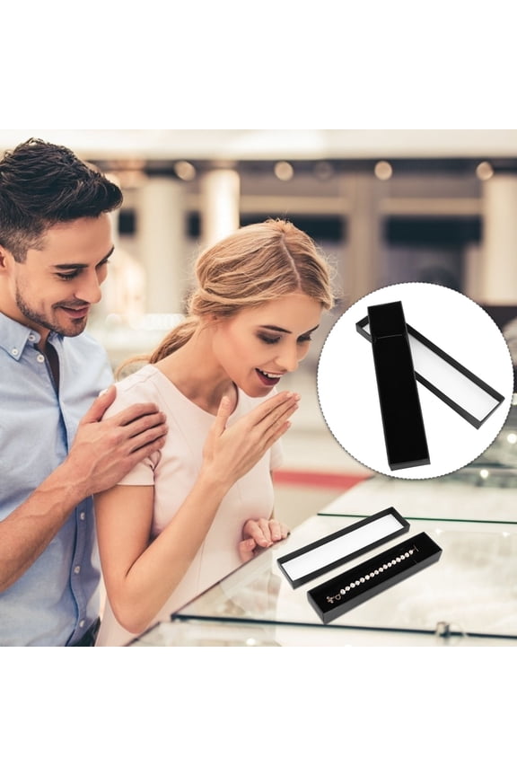 Jewelry Box Black Paperboard for Storage Use with Safe Sponge Interior 2Pcs