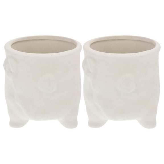 ifundom 2-Pack White Ceramic Paintable Plant Pots for Indoor Plants, Garden, Balcony, Home Decoration