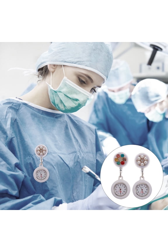 Watch with Clip Design, Accurate Timekeeping, White Silicone Band, 2 Pack Medical Watches