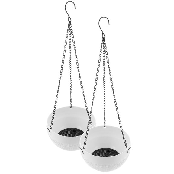 ifundom Set of 2 White Plastic Self-Watering Hanging for Indoor Plants, Easy Care for Busy Lifestyles and Home Gardening
