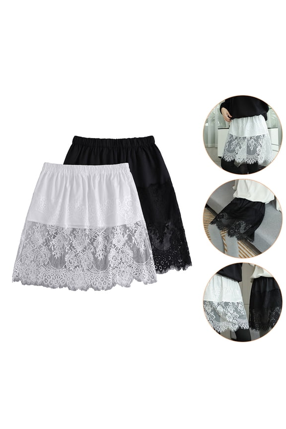 2-Pack White Chiffon Shirt Extenders Skirt Hemline Fake Lower Layer for Spring Layering Wear