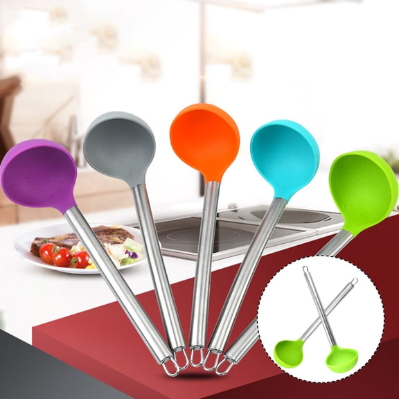 ifundom Silicone Cooking Ladles Set of 2 Non-Stick Easy to Clean Kitchen Utensils Green