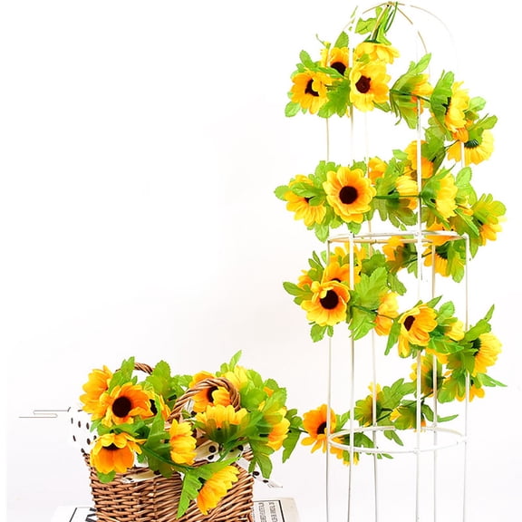 ifundom 2Pcs Garden Ornaments Outdoor Artificial Sunflower Vine Silk Cloth Decorative