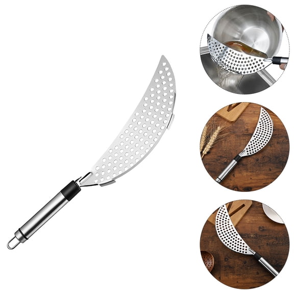 ifundom 2Pcs Kitchen Pot Strainer Crescent Drainer Stainless Steel with Comfortable Handle Assorted Colors
